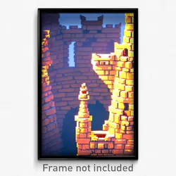 Pixel Art Poster - Unnatural Battlements (8 Bit Psychedelic Video Game Print)