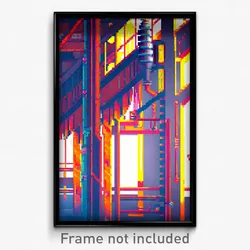 Pixel Art Poster - Artistic Factory (8 Bit Psychedelic Trippy Video Game Print)