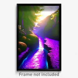 Pixel Art Poster - Purple Stream (8 Bit Psychedelic Trippy Video Game Print)