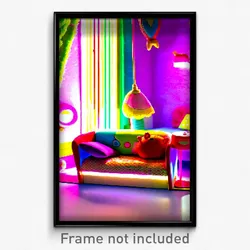 Pixel Art Poster - Whimsical Couch (8 Bit Psychedelic Trippy Video Game Print)