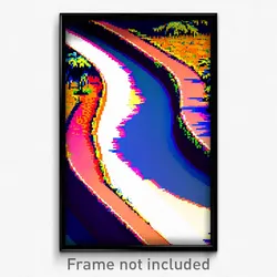 Pixel Art Poster - Curvy Path (8 Bit Psychedelic Trippy Weird Video Game Print)