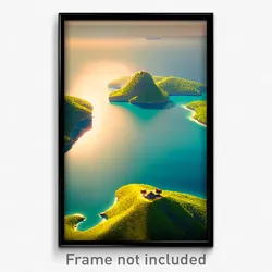 Pixel Art Poster - Conventional Island (8 Bit Psychedelic Video Game Print)