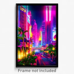 Pixel Art Poster - Flamboyant Exotic City (8 Bit Psychedelic Video Game Print)