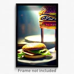 Pixel Art Poster - Unique Hamburger (8 Bit Psychedelic Trippy Video Game Print)