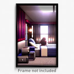 Pixel Art Poster - Unsightly Bedroom (8 Bit Psychedelic Trippy Video Game Print)