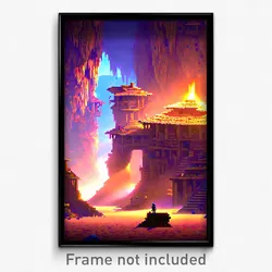 Pixel Art Poster - Gigantic Hideout (8 Bit Psychedelic Trippy Video Game Print)
