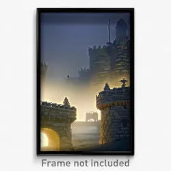 Pixel Art Poster - Dreary Fortifications (8 Bit Psychedelic Video Game Print)