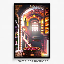 Pixel Art Poster - Artistic Cellar (8 Bit Psychedelic Trippy Video Game Print)