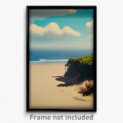 Pixel Art Poster - Droopy Beach (8 Bit Psychedelic Trippy Video Game Print)