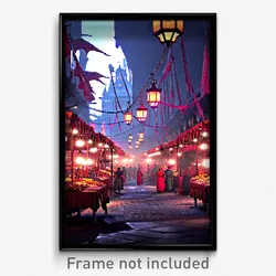 Pixel Art Poster - Creepy Marketplace (8 Bit Psychedelic Video Game Print)