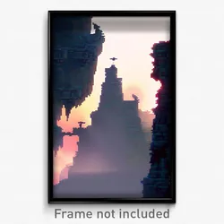 Pixel Art Poster - Dangerous Ramparts (8 Bit Psychedelic Video Game Print)