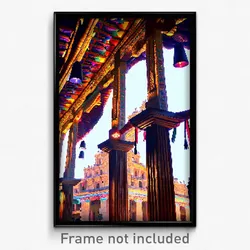 Pixel Art Poster - Elaborate Mexican Architecture (8 Bit Video Game Print)