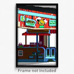 Pixel Art Poster - Pleasant Burger Stand (8 Bit Psychedelic Video Game Print)