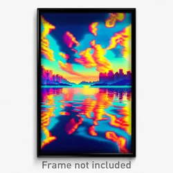 Pixel Art Poster - Kaleidoscopic Bay (8 Bit Psychedelic Trippy Video Game Print)