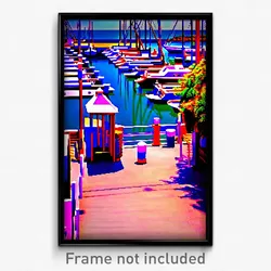 Pixel Art Poster - Vibrant Marina (8 Bit Psychedelic Trippy Video Game Print)