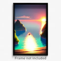 Pixel Art Poster - Peaceful Isle (8 Bit Psychedelic Trippy Video Game Print)