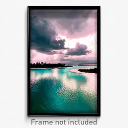 Pixel Art Poster - Cloudy Lagoon (8 Bit Psychedelic Trippy Video Game Print)