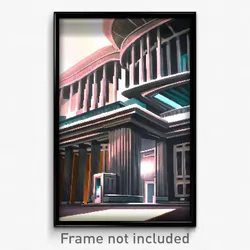 Pixel Art Poster - Classic Futuristic Architecture (8 Bit Video Game Print)