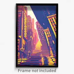 Pixel Art Poster - Uneven City (8 Bit Psychedelic Trippy Weird Video Game Print)