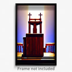 Pixel Art Poster - Wooden Pulpit (8 Bit Psychedelic Trippy Video Game Print)
