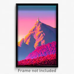 Pixel Art Poster - Rosy Mountain (8 Bit Psychedelic Trippy Video Game Print)