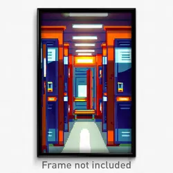 Pixel Art Poster - Gracious Locker Room (8 Bit Psychedelic Video Game Print)