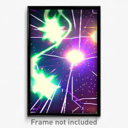Pixel Art Poster - Wire Frame Glitchy Galaxy Battle (8 Bit Video Game Print)