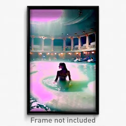 Pixel Art Poster - Enormous Baths (8 Bit Psychedelic Trippy Video Game Print)