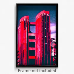 Pixel Art Poster - Red Barbican (8 Bit Psychedelic Trippy Video Game Print)