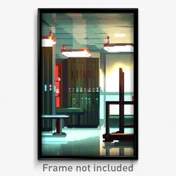 Pixel Art Poster - Polished Locker Room (8 Bit Psychedelic Video Game Print)