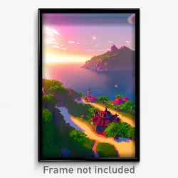 Pixel Art Poster - Rosy Peninsula (8 Bit Psychedelic Trippy Video Game Print)