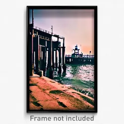Pixel Art Poster - Old Pier (8 Bit Psychedelic Trippy Weird Video Game Print)