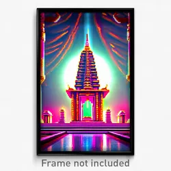 Pixel Art Poster - Polished Temple (8 Bit Psychedelic Trippy Video Game Print)
