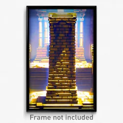 Pixel Art Poster - Buoyant Tomb (8 Bit Psychedelic Trippy Video Game Print)