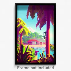 Pixel Art Poster - Leafy Cay (8 Bit Psychedelic Trippy Weird Video Game Print)