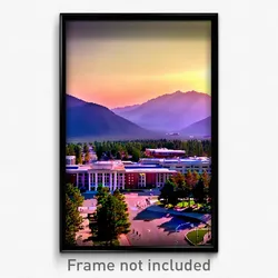 Pixel Art Poster - Mountainous Campus (8 Bit Psychedelic Video Game Print)