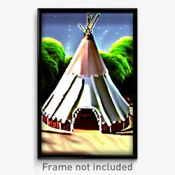 Pixel Art Poster - Familiar Tepee (8 Bit Psychedelic Trippy Video Game Print)
