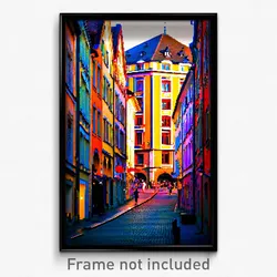 Pixel Art Poster - Wonderful European City (8 Bit Psychedelic Video Game Print)