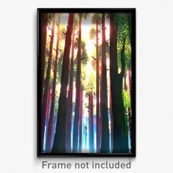 Pixel Art Poster - Famous Forest (8 Bit Psychedelic Trippy Video Game Print)