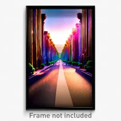 Pixel Art Poster - Impressive Avenue (8 Bit Psychedelic Trippy Video Game Print)