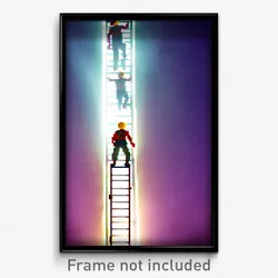 Pixel Art Poster - Frightening Ladder (8 Bit Psychedelic Video Game Print)