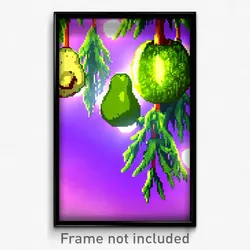 Pixel Art Poster - Evergreen Avocado (8 Bit Psychedelic Trippy Video Game Print)