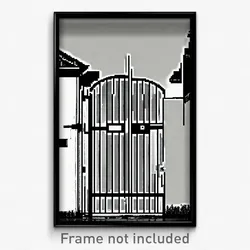 Pixel Art Poster - Black And White Gate (8 Bit Psychedelic Video Game Print)