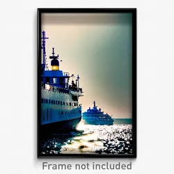 Pixel Art Poster - White Ferry (8 Bit Psychedelic Trippy Weird Video Game Print)