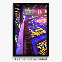 Pixel Art Poster - Slimy Stock Trading Floor (8 Bit Video Game Print)