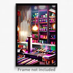 Pixel Art Poster - Gorgeous Haberdashery (8 Bit Psychedelic Video Game Print)