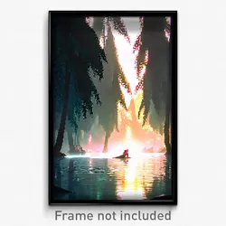 Pixel Art Poster - Enchanted Backwater (8 Bit Psychedelic Video Game Print)