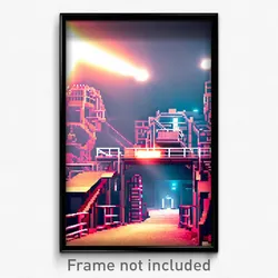 Pixel Art Poster - Modern Mine (8 Bit Psychedelic Trippy Weird Video Game Print)