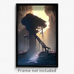 Pixel Art Poster - Mysterious Mine (8 Bit Psychedelic Trippy Video Game Print)