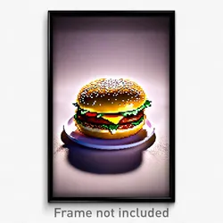 Pixel Art Poster - Webbed Hamburger (8 Bit Psychedelic Trippy Video Game Print)